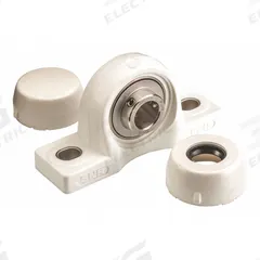 NTN Pillow Block Bearing: 3/4 in Bore, Polymer, Set Screws, 1 19/64 in Shaft Ht, 5 in Overall Lg (MPN SUCPPL204-12CCFG1). Key specifications — Brand: NTN; Mounting Bolt Size: 3/8 in; Standards: NSF H1; System of Measurement: Inch.