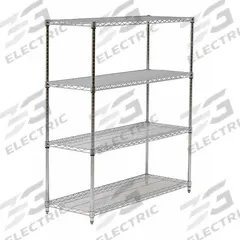 APPROVED VENDOR Wire Shelving Unit: Starter, 36 in x 24 in, 86 in Overall Ht, 4 Shelves, Dry, Silver (MPN 45VX52). Key specifications — Recommended Environments: Dry; Color: Silver; Finish: Chrome; Material: Steel; Brand: APPROVED VENDOR.