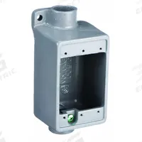 HUBBELL KILLARK Electrical Box: Iron, Rectangular, 1 Gangs, 3/4 in Hub Size, 28.5 cu in Capacity (MPN FDC-2M). Key specifications — Color: Gray; Brand: HUBBELL KILLARK.