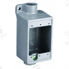 HUBBELL KILLARK Electrical Box: Iron, Rectangular, 1 Gangs, 3/4 in Hub Size, 28.5 cu in Capacity (MPN FDC-2M). Key specifications — Color: Gray; Brand: HUBBELL KILLARK.