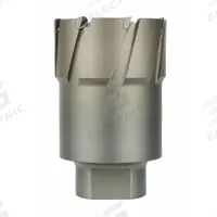 MILWAUKEE Annular Cutter: 2 1/2 in Cutter Dia, 2 in Max Cutting Dp, Pilot Pin Included, Bright (MPN 49-57-2500). Key specifications — attr253884: Yes; attr253885: Bright; attr253886: Carbide; attr253888: Fractional Inch; attr277149: MILWAUKEE.
