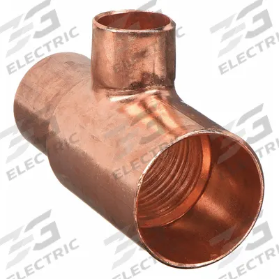 NIBCO Sweat Fitting Tee: 1 1/4 in CTS x 1 in CTS x 1/2 in CTS, Cup x Cup x Cup - Wrot Copper Tube Fittings