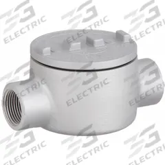 Conduit Outlet Body: Aluminum, GR, 1 1/2 in Trade Size, C Body, 72 cu in Body Capacity (MPN GRC150-A). Key specifications — Series: For Standard Body; Compatible Conduit Trade Size: 1-1/2 in; Thread Gender: Female; Hub Style: Threaded; Cover Included: Yes; Body Style: C; Connection Type: Threaded; Back Type: Round.