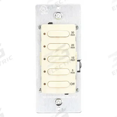 HUBBELL WIRING DEVICE-KELLEMS Countdown Timer: 30 min Max, 5 min Min, SPST, 120/277V AC - Digital Pre-Set Countdown Timers without Wall Plates