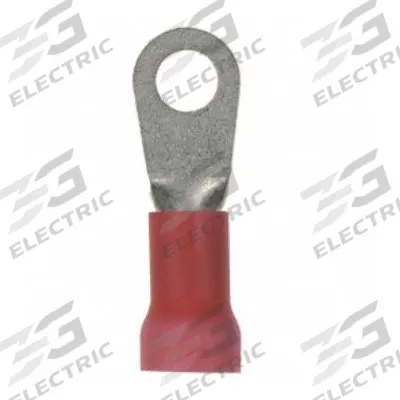 PANDUIT Ring Terminal: Red, Vinyl Insulation, #8 Stud Size, 8 AWG to 8 AWG Wire Sizes - Insulated Ring Terminals