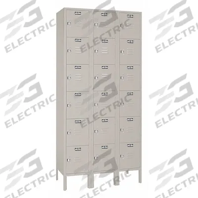 LYON Wardrobe Locker: 36 in x 12 in x 78 in, 6 Tiers, 3 Units Wide, Louvered - Louvered Metal Box Lockers