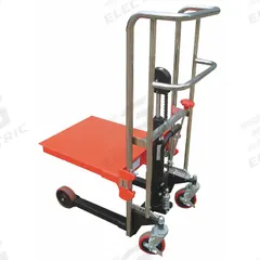DAYTON Platform Lift Truck: 880 lb, 8 in to 33 1/2 in, Steel, 25 5/8 in L x 21 1/2 in W Platform (MPN 4ECW8). Key specifications — attr1357334: DAYTON; attr1357306: (2) Axle-Mounted.