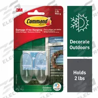 COMMAND Hook: 1 7/8 lb Wt Capacity, 1 Points per Hook, Clear, 2 7/16 in Overall Ht, 2 PK (MPN 17091CLR-AWES). Key specifications — Brand: COMMAND; Color: Clear.