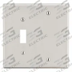 HUBBELL Wall Plate: Combo, 2 Gang, Almond, Std Size (MPN P113LA). Key specifications — Brand: HUBBELL; Material: Polycarbonate.
