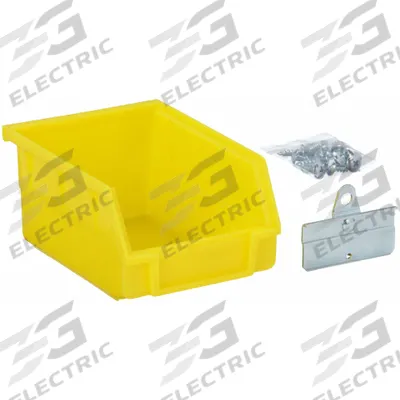 APPROVED VENDOR Pegboard Bin: 5 1/2 in x 4 1/8 in x 3 in, Screw-In, Surface, Yellow - Bins & Bin Clips for Round-Hole Pegboard