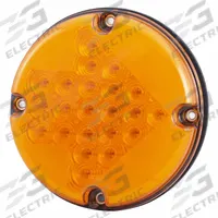 GROTE Turn Light: LED, Turn Signal Light, Amber, Round, 7 in Overall Dia, 7 in Overall Ht, Screw (MPN 53883). Key specifications — Standards: FMVSS 108; Electrical Connection: Male Bullet; Brand: GROTE; Installation Type: Permanent; Lens Color: Amber; Mount Type: Screw; Lighting Technology: LED; Light Type: Turn Signal Light.