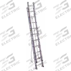 WERNER Extension Ladder: 20 ft Ladder Size, Aluminum, 375 lb Load Capacity, 42 lb Wt, 2 Sections (MPN D520-2). Key specifications — Color: Silver; Brand: WERNER; Included Features: Rope and Pulley; Removable Fly: Removable.