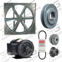 DAYTON Supply Fan w/Drive Package: Belt Drive, 24 in Blade, Totally Enclosed, 6,175 cfm, 3 ph (MPN 7CC09). Key specifications — Nameplate Voltage: 208-230/460V AC; Assembled: Unassembled; Brand: DAYTON; Enclosure Design: Totally Enclosed Motor.