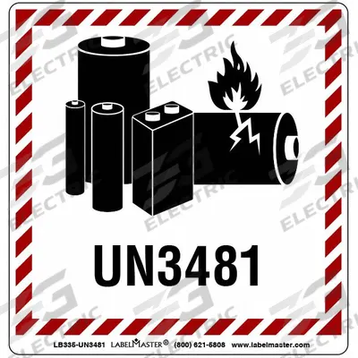 LABELMASTER Container Label: Lithium Battery Handling Marking, 3 15/16 in x 3 15/16 in - Lithium Batteries