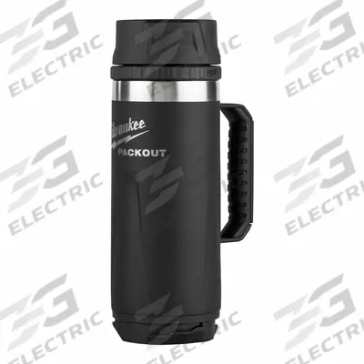 MILWAUKEE Insulated Bottle: 18 oz Capacity, Black, Stainless Steel, 9 in Overall Ht - Insulated Stainless Steel Water Bottles