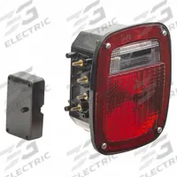 GROTE Stop/Turn/Tail Light: Incandescent, Stop, Turn, and Tail Combo Light, Clear/Red, Square, Posts (MPN 52912). Key specifications — Standards: FMVSS 108; Electrical Connection: Posts; Brand: GROTE; Installation Type: Permanent; Lens Color: Red; Mount Type: Stud; Lighting Technology: Incandescent; Light Type: Stop, Turn, and Tail Combination Light.