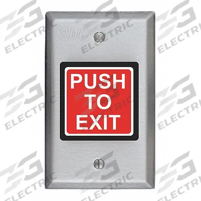 SDC Exit Push Button: 4 1/2 in Ht, 1 in Dp, 2 7/8 in Wd, ADA Compliant, Stainless Steel - Push-to-Exit Buttons