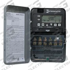 INTERMATIC Electronic Timer: 7 day, Not Astronomic, 120-277V AC, DPST/SPST, Digital (MPN ET1725C). Key specifications — Body Material: Metal; Indoor/Outdoor Usage: Indoor; Astronomic Functionality: Not Astronomic; Mounting Style: Surface; Brand: INTERMATIC.