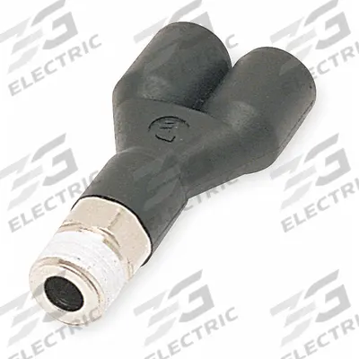 LEGRIS Push-Fit Wye Fitting: 1/4 in Pipe x 1/4 in OD x 1/4 in OD Size, 1 9/16 in Overall Lg - Nylon & Nickel-Plated Brass Tube Fittings