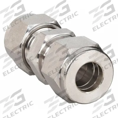 HAM-LET Compression Fitting Union: 6 mm OD x 6 mm OD Fitting Size - Double-Ferrule Stainless Steel Fittings