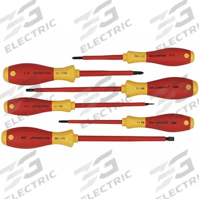 WIHA Insulated Screwdriver Set: 1-10 Pieces, 6 Pieces, Phillips/Slotted/Square Tip - Insulated Screwdriver Sets