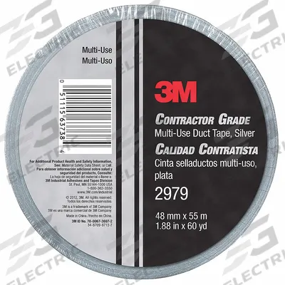 3M Duct Tape: Light Duty, Gray, 2 in Wd, 60 yd Lg, 7.4 mil Thick, 2979 - General Purpose Duct Tape