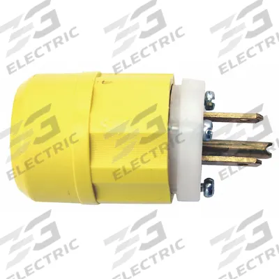 LEVITON Straight Blade Plug: 5-20P, 125V AC, 20 A, 2 Pole, 3 Blade, White/Yellow (MPN 5366-CY) - General Purpose Plugs