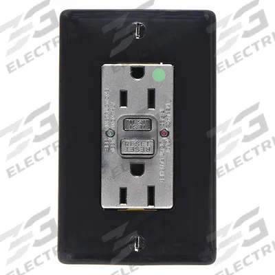 HUBBELL GFCI Receptacle: Hospital Grade, Duplex, 5-15R, Black, GFCI, 125V AC, 15 A - General Purpose Receptacles
