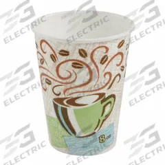 DIXIE Disposable Hot Cup: 8 oz Capacity, White, Paper, Unwrapped, Coffee Haze, 500 PK (MPN 5338DX). Key specifications — attr552470: DIXIE; attr561678: Yes; attr552476: Paper; attr552475: PK; attr552478: Yes; attr552482: Coffee Haze.