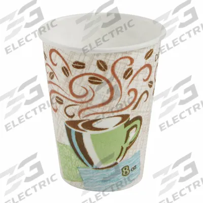 DIXIE Disposable Hot Cup: 8 oz Capacity, White, Paper, Unwrapped, Coffee Haze - Bio-Based Hot Cups