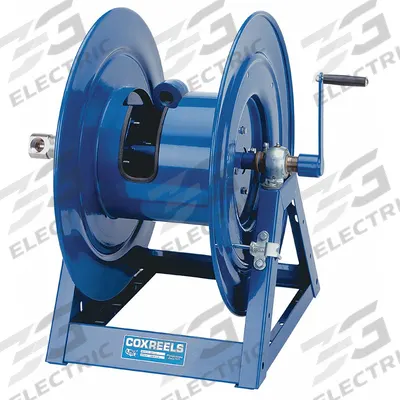 COXREELS Hand Crank Hose Reel: 200 ft (1 in I.D.), 24 in L x 36 5/8 in W x 26 1/8 in H - Standard Multipurpose Hand-Crank Hose Reels with Gooseneck
