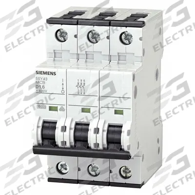 Siemens Supplementary Protector: 1 A Amps, 72V DC, 10kA at 400V AC, Screw Clamp - C-Curve, 3-Pole UL1077 DIN Rail-Mount Supplementary Protectors