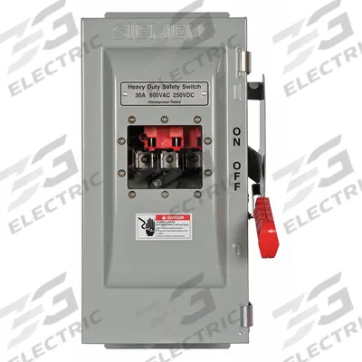 Siemens Safety Switch: Fusible, 30 A, Three Phase, 600V AC, Galvanized Steel - Fusible Safety Switches