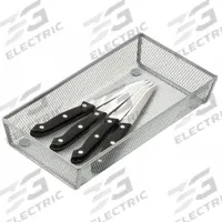 HONEY-CAN-DO Cutlery Tray: 1 Compartments, 12 in Overall Lg, 6 in Overall Wd, 2 in Overall Ht, Steel (MPN KCH-02156). Key specifications — Color: Silver; Brand: HONEY-CAN-DO; Material: Steel.