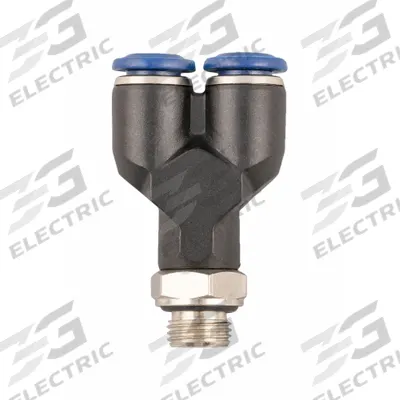 AIGNEP USA Push-Fit Wye Fitting: 5/16 in OD x 5/16 in OD x 1/4 in Pipe Size, Nylon - Nylon & Nickel-Plated Brass Tube Fittings