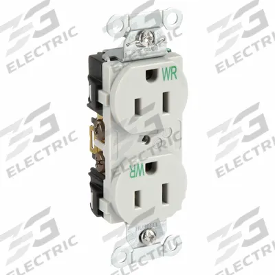 HUBBELL Receptacle: Duplex, 5-15, Gray, 125V AC, 15 A, 2 Pole / 3 Wire (MPN BR15GRYWR) - General Purpose Receptacles