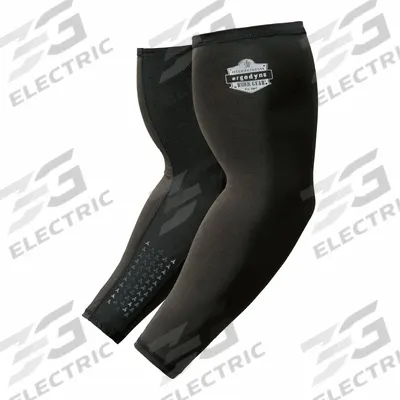 ERGODYNE Cooling Sleeve: Black, Microfiber/Polyester/Silicone/Spandex - Evaporative-Cooling Arm Sleeves