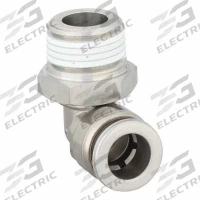 SMC Push-Fit Elbow Fitting: 3/8 in OD x 3/8 in OD Size, Push-to-Connect x MNPT - Stainless Steel Tube Fittings