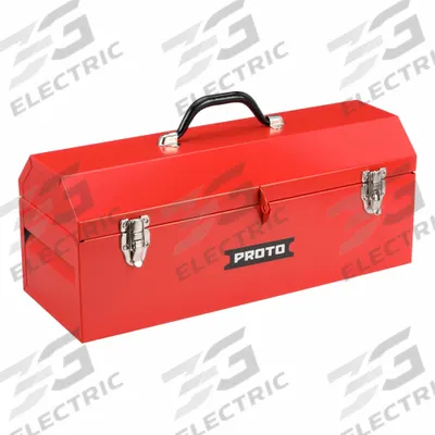 PROTO Tool Box: 19 in W 7 in D 7 in H, Steel, Red, Hinged Lid, Padlock - Steel Tool Boxes