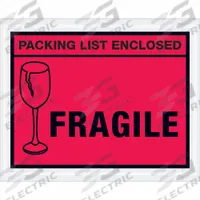 APPROVED VENDOR Packing List Envelopes: 5 1/2 in x 4 1/2 in, Red, Centered, Side Loading, 1,000 PK (MPN PL493). Key specifications — Color: Red; Message Location: Centered; Opening Location: Side Loading; Message: Packing List Enclosed - Fragile; Brand: APPROVED VENDOR.