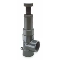 HAYWARD Adjustable Relief Valve: PVC, FPM, 2 in x 2 in, FNPT x FNPT, 40°F to 150 psi, 40°F to 140°F (MPN RV1200T)
