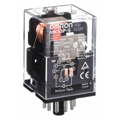 OMRON General Purpose Relay: Socket Mounted, 10 A Current Rating, 24V DC, 3PDT - Socket-Mounted Relays