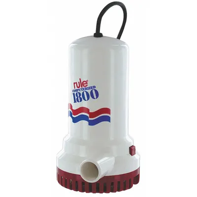 RULE Submersible Sump Pump: Continuous Duty, 15 ft Max. Head, 30 gpm Flow Rate @ 5' of Head - Light-Duty Submersible Electric-Operated Utility Pumps