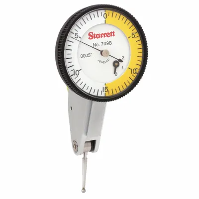 STARRETT Tilted-Face Dial Test Indicator: 0 in to 0.06 in, Horizontal, Inch - Dial Test Indicators - Horizontal & Tilted-Face Styles