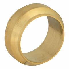 Brass compression sleeve for use in compression-type connections. Creates a leak-tight seal in fluid systems. Overall length 18 mm.