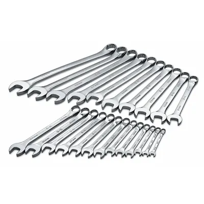 SK PROFESSIONAL TOOLS Combination Wrench Set: Alloy Steel, Chrome, 23 Tools - Metric 12-Point Combination Wrench Sets