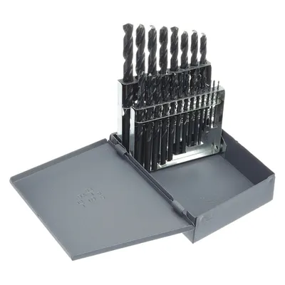 CLE-LINE Jobber Length Drill Bit Set: 21 Pc, 1/16" to 3/8" by 64ths - General Purpose High-Speed Steel Jobber-Length Drill Bit Sets