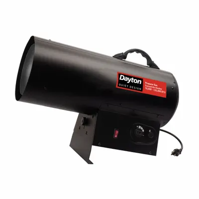 Dayton Direct-Fired Portable Gas Torpedo Heater, 125,000 BtuH, Quiet Design - Direct-Fired Portable Gas Torpedo Heaters