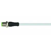 Cordset: M12 Male Straight X Bare Wire, 5 Pins, Gray, PUR, 0.3 m Cable Lg, 4 A Max Current (A) (MPN 7000-12041-2350030)