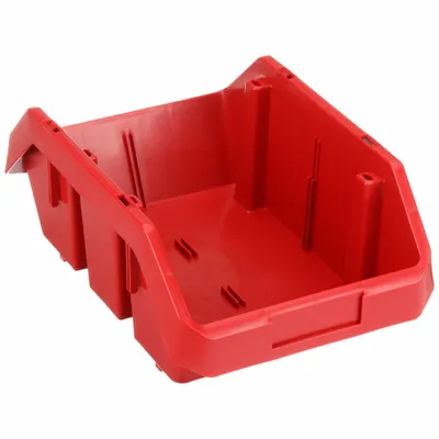 QUANTUM STORAGE SYSTEMS Cross-Stacking Bin: 8 3/8 in x 12 1/2 in x 5 in, Red - Cross-Stacking Plastic Bins